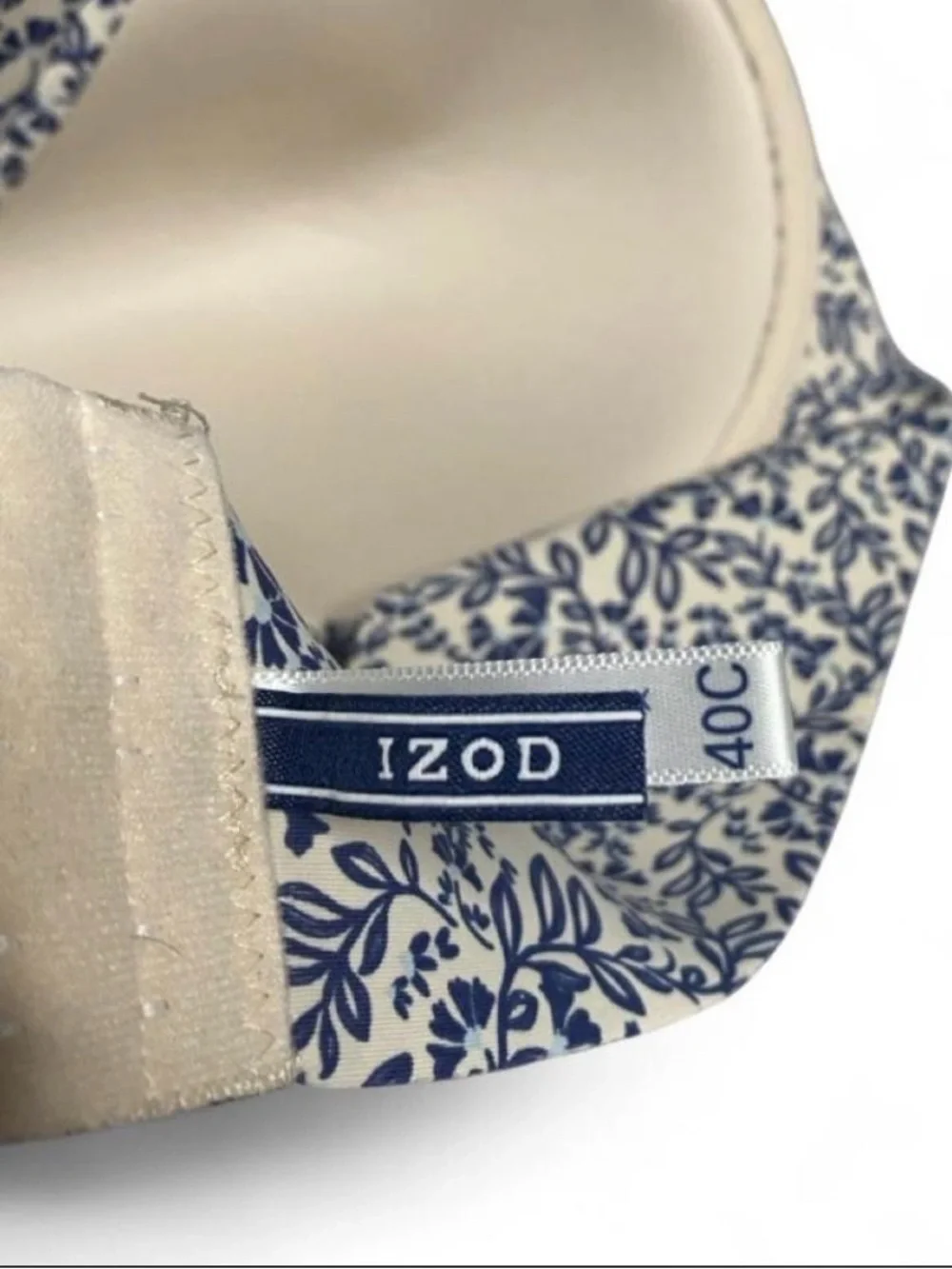 Izod Cream Bandeau with Navy Floral Print